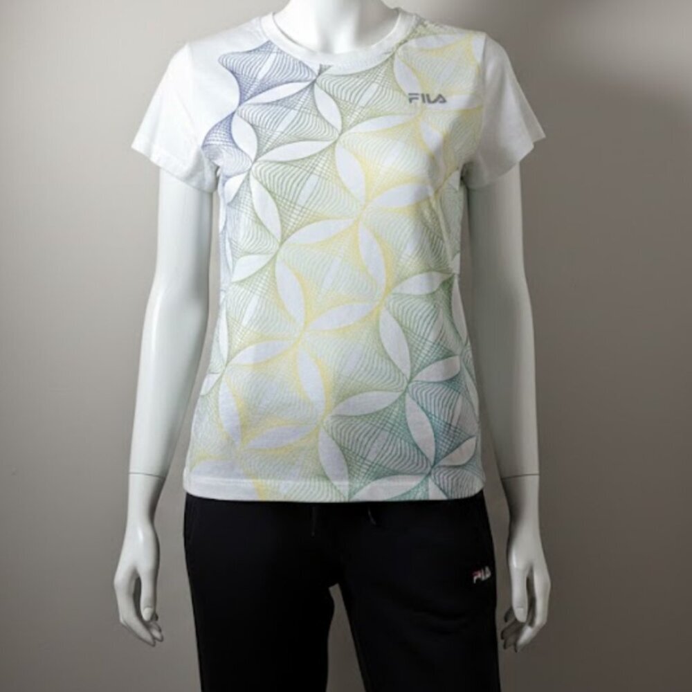 FILA Sport Women’s Graphic T-Shirt Medium White Stretch